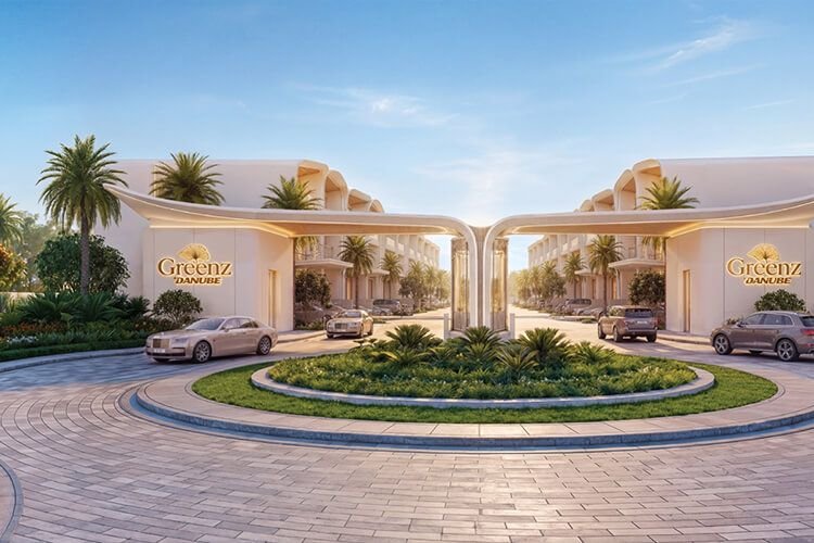 Greenz by Danube townhouse exteriors and landscaped grounds